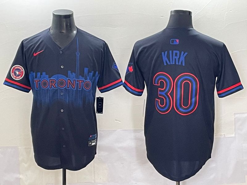 Men 2025 Toronto Blue Jays 30 Kirk Black Joint Name Nike MLB Jersey style 9